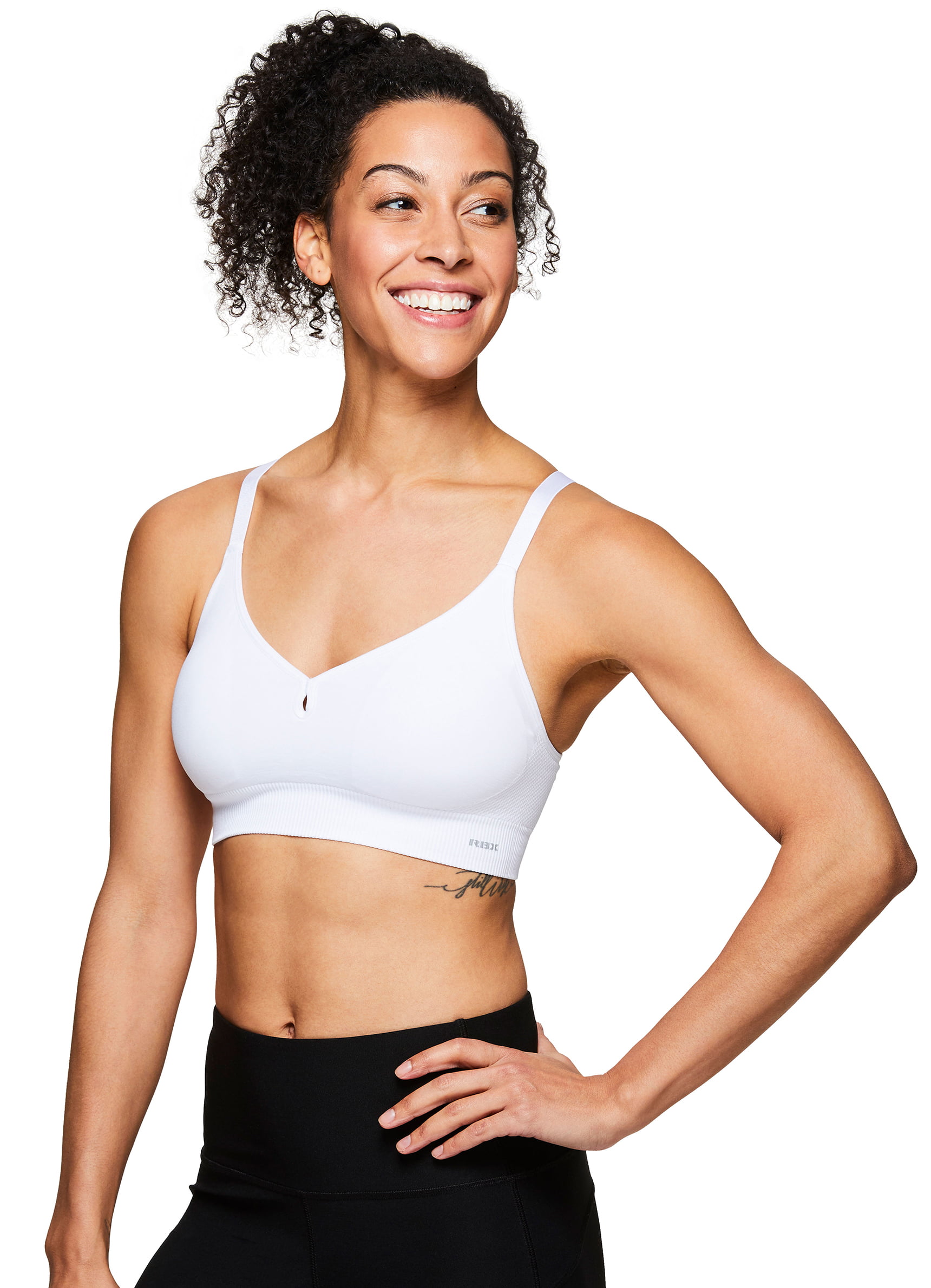 RBX Active Women's Seamless Adjustable Strap Workout Sports Bra S19 White S