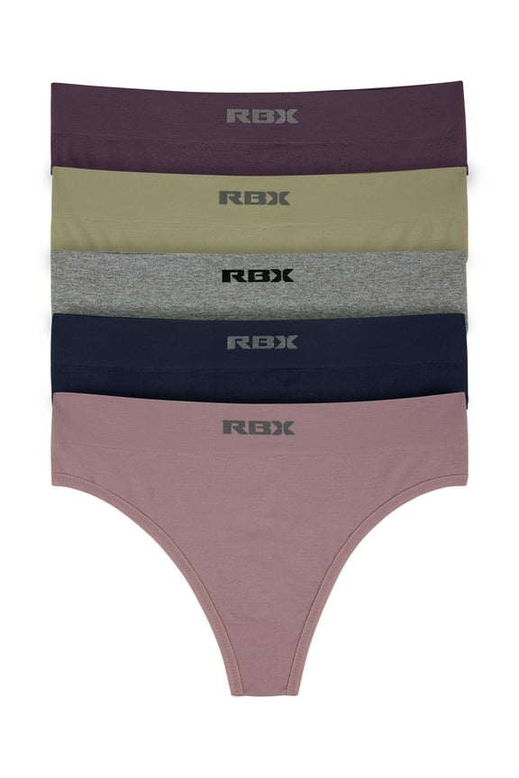 Active Women's Solid Colors No Show Thong Underwear 5-Pack