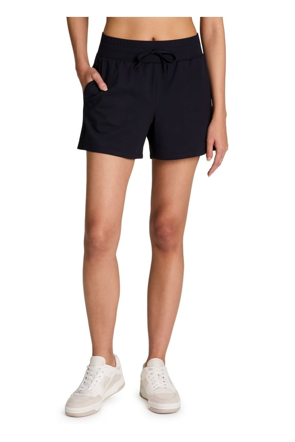 Active Women's Stretch Jersey Everyday Workout Lounge Short with Pockets and Drawstring Waistband