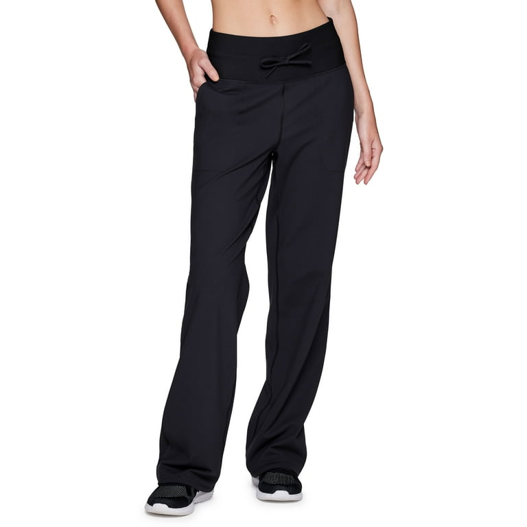 Tek Gear Pants Womens Large Black Ultra Stretch Crop Wide Leg Pull On  Active 