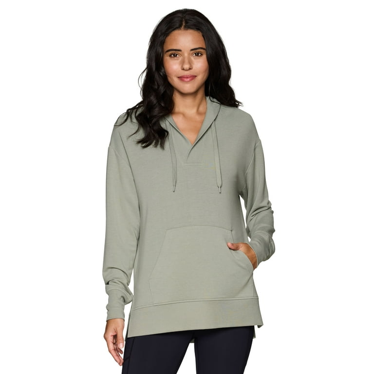 RBX Active Women s V Neck French Terry Hoodie Tunic Sweatshirt Walmart