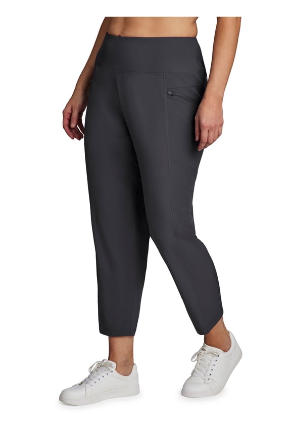 Active Women's Weekend Pant, Lightweight Stretch Woven Quick Dry Clean Waisted Straight Leg Ankle Pant with Pockets