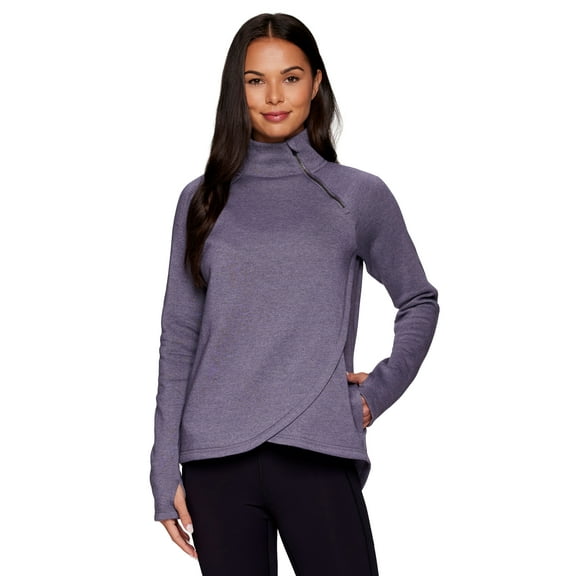 RBX Active Women's Zip Mock Neck Wrap Fleece Pullover Sweatshirt With Pockets