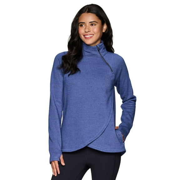 RBX Active Women's Zip Mock Neck Wrap Fleece Pullover Sweatshirt With Pockets