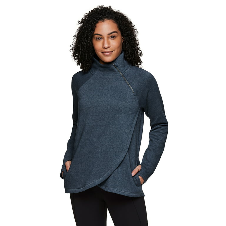 RBX Active Women's Zip Mock Neck Wrap Fleece Pullover Sweatshirt With  Pockets