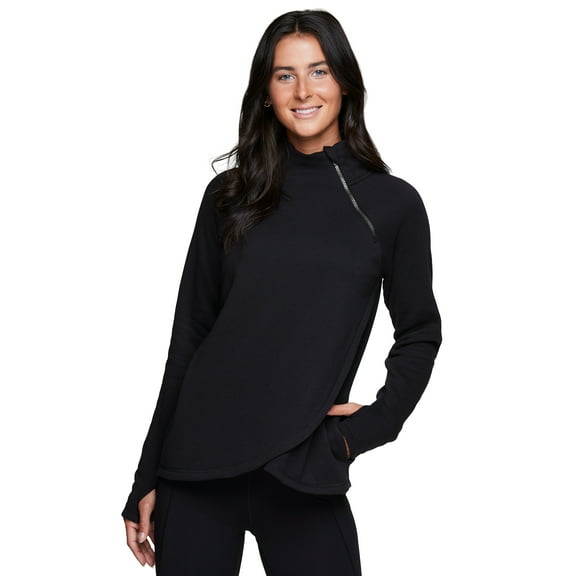 RBX Active Women's Zip Mock Neck Wrap Fleece Pullover Sweatshirt With Pockets