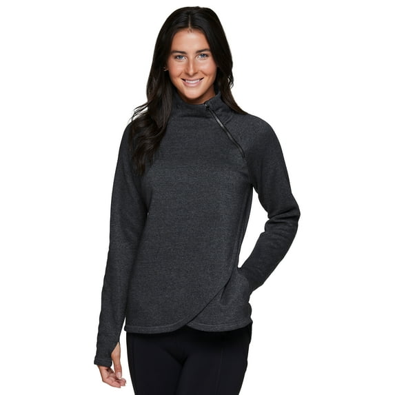 RBX Active Women's Zip Mock Neck Wrap Fleece Pullover Sweatshirt With Pockets