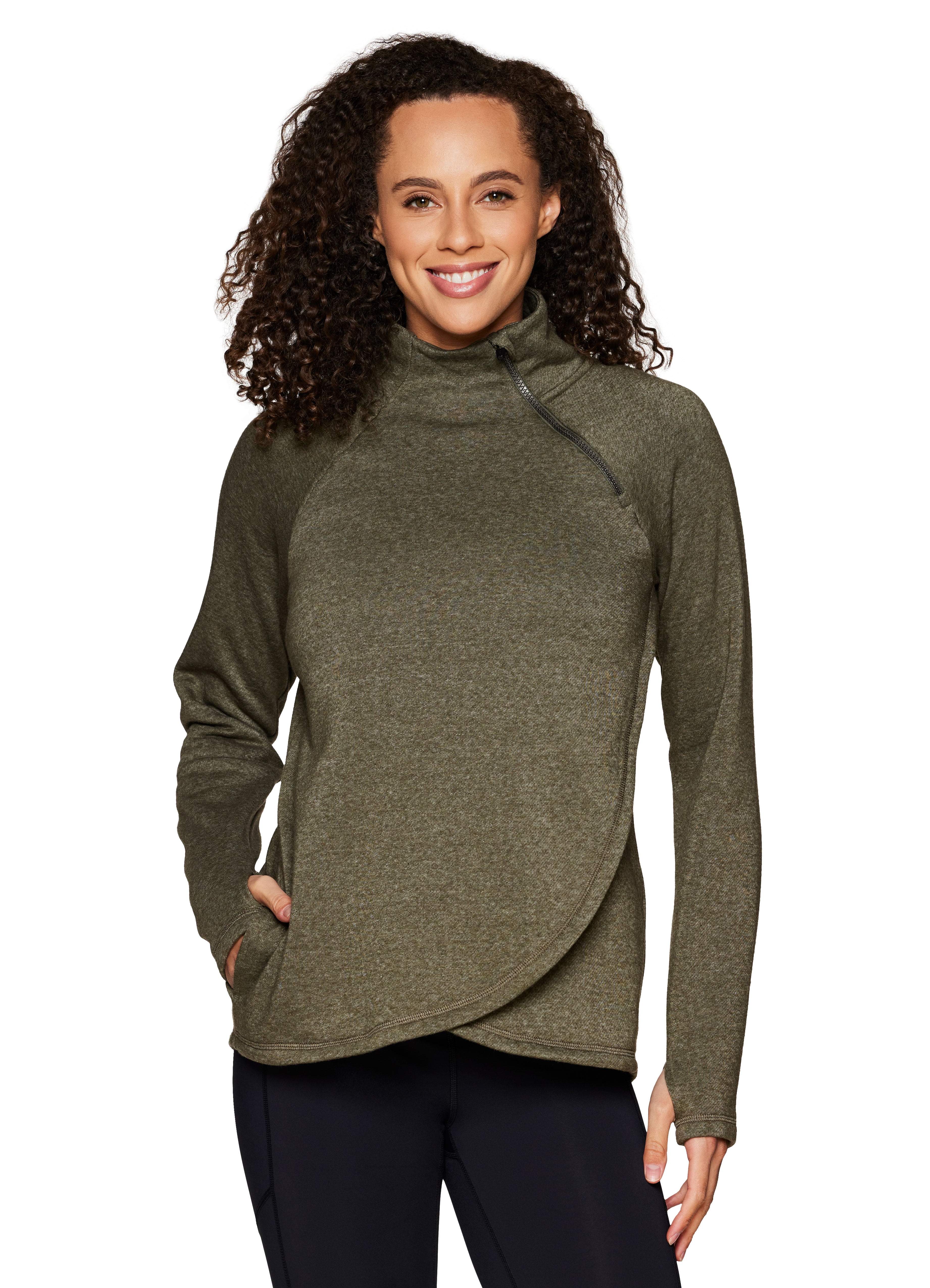 RBX Active Women's Zip Mock Neck Wrap Fleece Pullover Sweatshirt