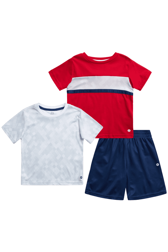 Baby Boys Short Sets - 3 Piece Performance Short Sleeve Tee Shirts and Shorts (Sizes: 12M-24M)