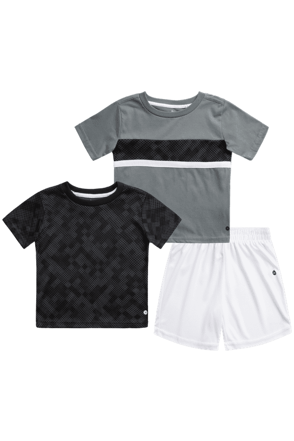 Baby Boys Short Sets - 3 Piece Performance Short Sleeve Tee Shirts and Shorts (Sizes: 12M-24M)