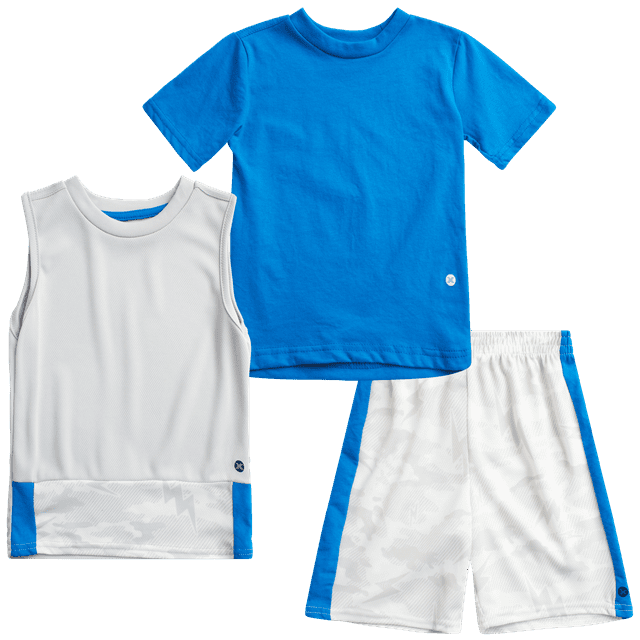 RBX Baby Boys' Active Shorts Set TShirt, Tank Top, and Shorts Performance Playwear Set (12M7