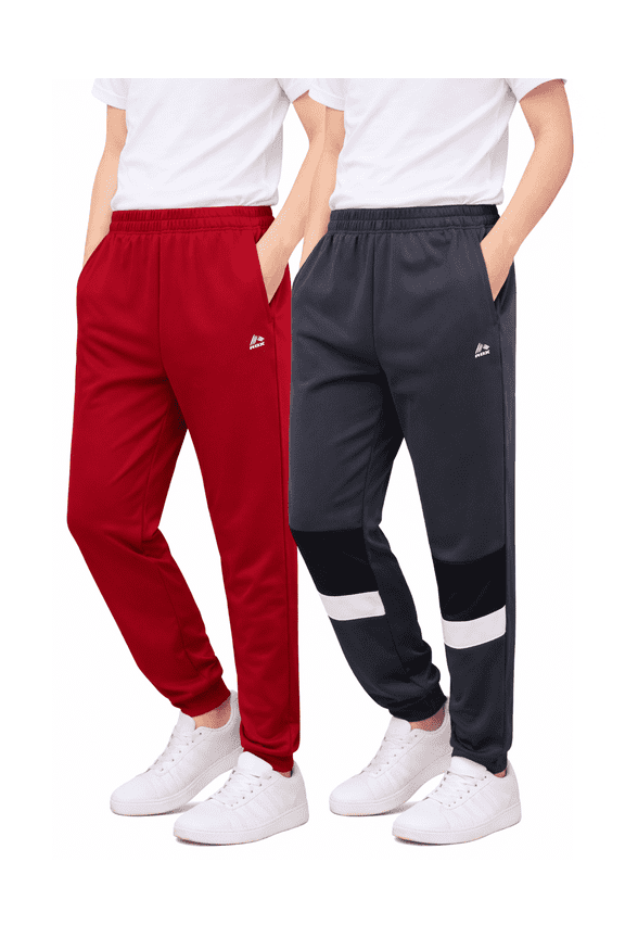 Boys Sweatpants Tricot Soft Stretch Performance Boys Joggers with Elastic Waist & Pockets 2 Pack