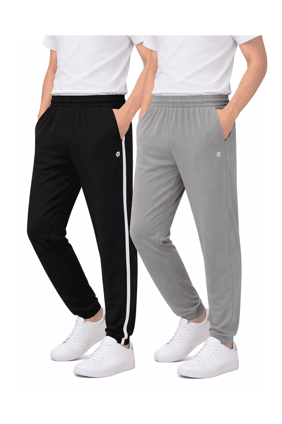 Boys Sweatpants Tricot Soft Stretch Performance Boys Joggers with Elastic Waist & Pockets 2 Pack