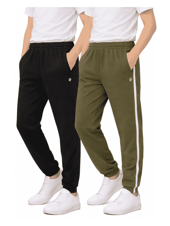 Boys Sweatpants Tricot Soft Stretch Performance Boys Joggers with Elastic Waist & Pockets 2 Pack