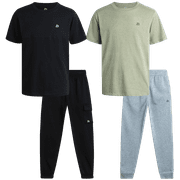 RBX Boys' Active Jogger Pants Set - 4 Piece Short Sleeve T-Shirt and Fleece Sweatpants (4-12)