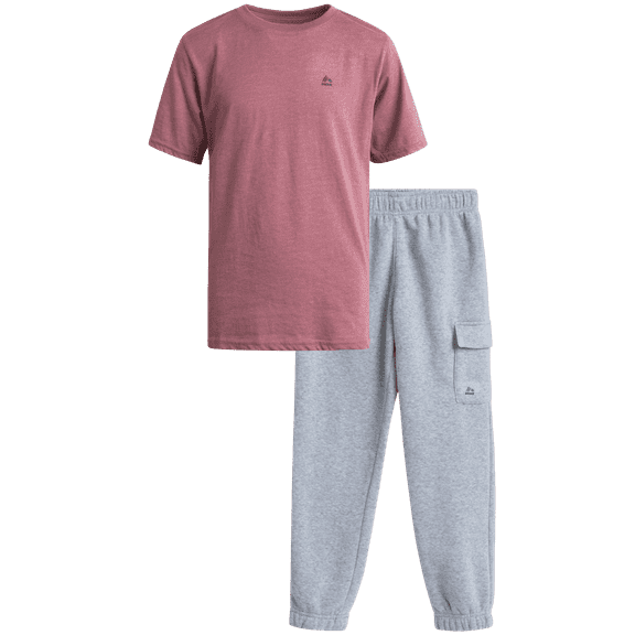 RBX Boys Sweatpants Set - 2 Piece Short Sleeve Boys Shirt and Fleece Jogger Pants Set (4-12)