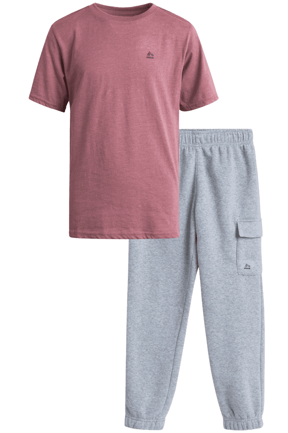 Boys Sweatpants Set - 2 Piece Short Sleeve Boys Shirt and Fleece Jogger Pants Set (4-12)