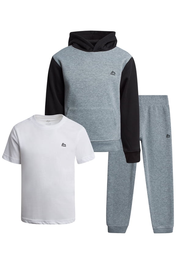 Boys Sweatsuit Set - 3 Piece Fleece Jogger Sweatpants Hoodie and T-Shirt Athletic Outfit (2T-12)