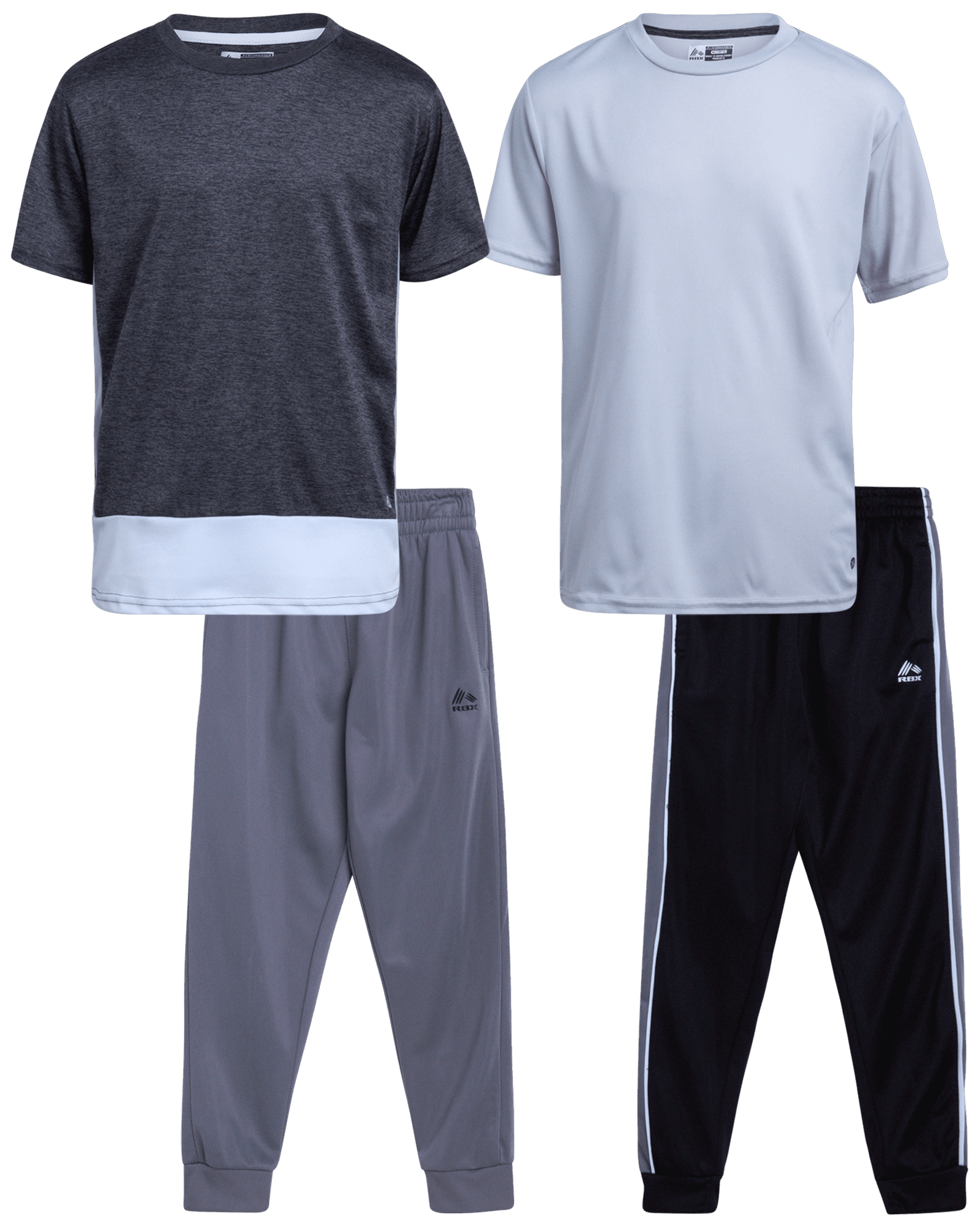 RBX Boys' Active Pants Set - 4 Piece Performance T-Shirt and Tricot Jogger  Sweatpants (8-16) 