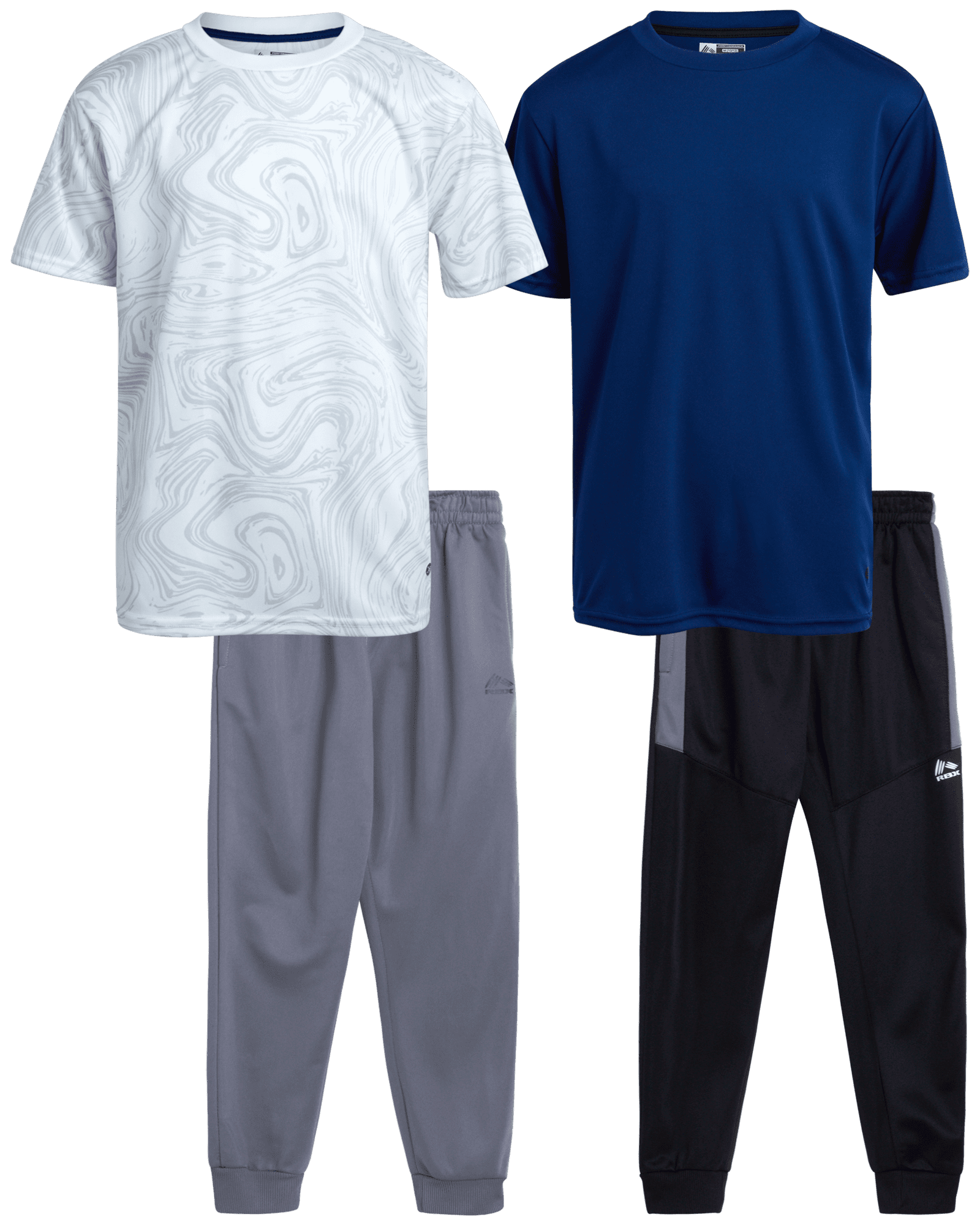 RBX Boys' Active Pants Set 4 Piece Performance TShirt and Tricot