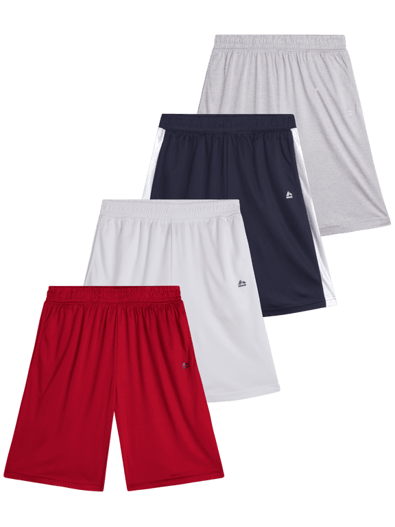 Boys Active Shorts - 4 Pack Athletic Performance Mesh Basketball Shorts for Boys (8-16)