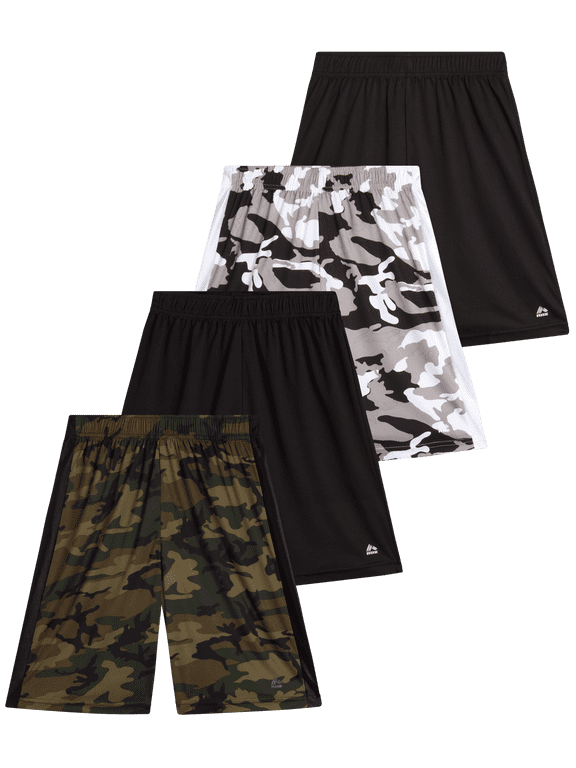 Boys Active Shorts - 4 Pack Athletic Performance Mesh Basketball Shorts for Boys (8-16)