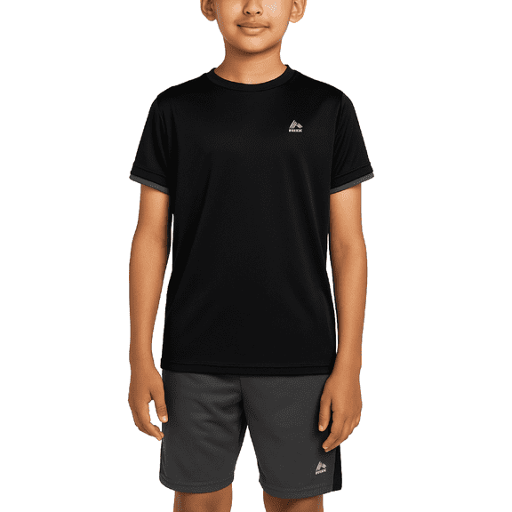 RBX Boys Athletic Shorts Set - 2 Piece Short Sleeve T-Shirt and Quick Dry Gym Shorts Set (8-12)
