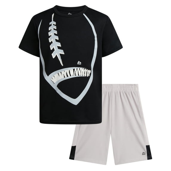 RBX Boys Athletic Shorts Set - 2 Piece Active Performance Graphic Tee and Mesh Gym Shorts for Boys (8-12)
