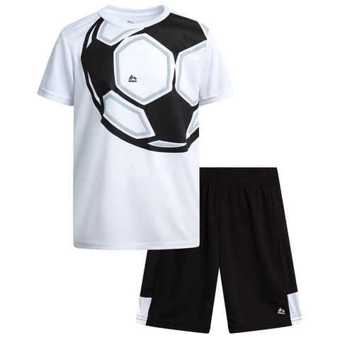 Boys Athletic Outfit Shorts Set Breathable Performance Graphic Tee and Mesh Gym Shorts 2 Piece