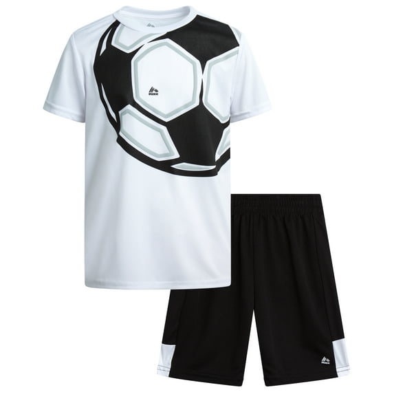 RBX Boys Athletic Shorts Set - 2 Piece Active Performance Graphic Tee and Mesh Gym Shorts for Boys (8-12)