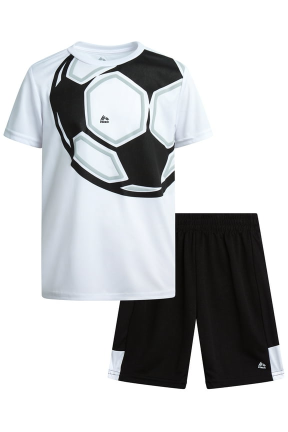 Boys Athletic Shorts Set - 2 Piece Active Performance Graphic Tee and Mesh Gym Shorts for Boys (8-12)