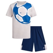 RBX Boys Athletic Outfit Shorts Set Breathable Performance Graphic Tee and Mesh Gym Shorts 2 Piece