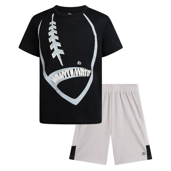 RBX Boys Athletic Shorts Set - 2 Piece Active Performance Graphic Tee and Mesh Gym Shorts for Boys (8-12)