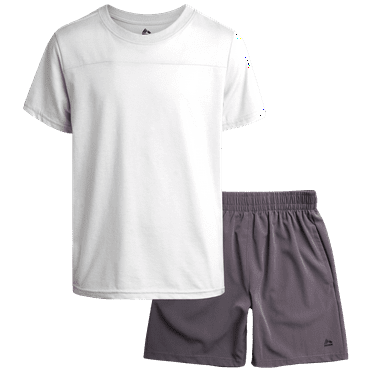 RBX Boys' Active Shorts Set - 2 Piece Short Sleeve T-Shirt and Tech Hybrid Shorts (8-12)