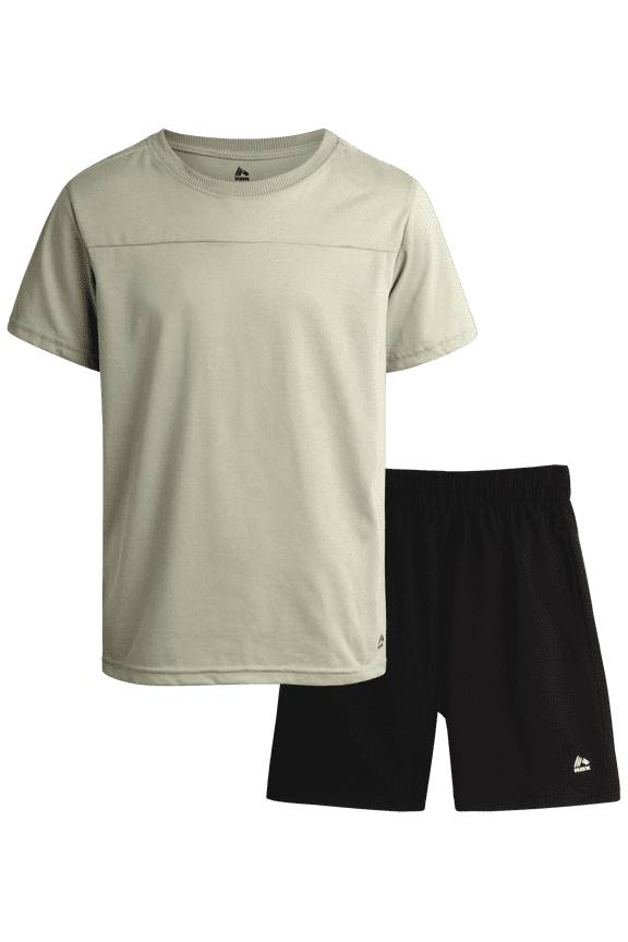 Boys Active Shorts Set - 2 Piece Boys Athletic Shirts and Kids Basketball Shorts (8-12)