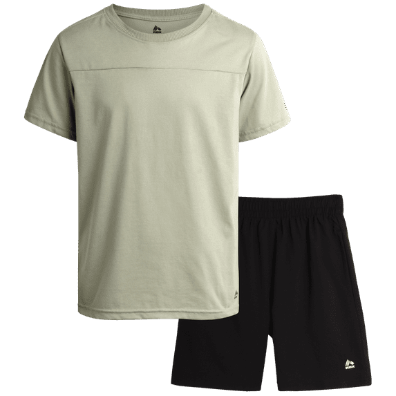 RBX Boys' Active Shorts Set - 2 Piece Short Sleeve T-Shirt and Tech Hybrid Shorts (4-12)