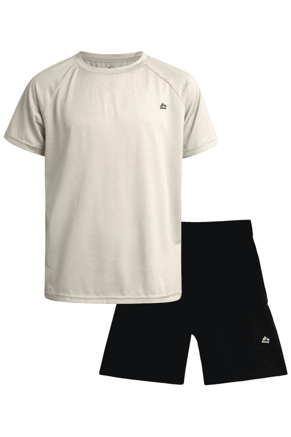 Boys Athletic Shorts Set - 2 Piece Short Sleeve Shirt and Woven Running Tech Shorts (4-12)