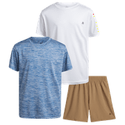 RBX Boys' Active Shorts Set - 3 Piece Activewear: 2 Athletic T-Shirts, 1 Woven Shorts Set for Kids (4-12)