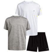 RBX Boys' Active Shorts Set - 3 Piece Activewear: 2 Athletic T-Shirts, 1 Woven Shorts Set for Kids (4-12)