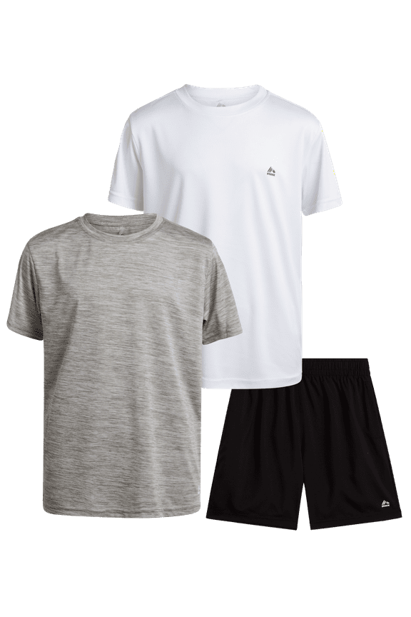 Boys' Active Shorts Set - 3 Piece Activewear: 2 Athletic T-Shirts, 1 Woven Shorts Set for Kids (4-12)