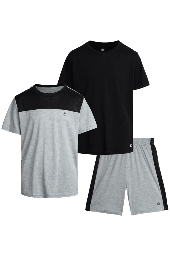 Boys' Active Shorts Set - 3 Piece Performance T-Shirt and Athletic Basketball Shorts - Activewear Outfit (4-12)