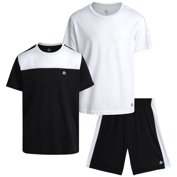 RBX Boys' Active Shorts Set - 3 Piece Performance T-Shirt and Athletic Basketball Shorts - Activewear Outfit (4-12)