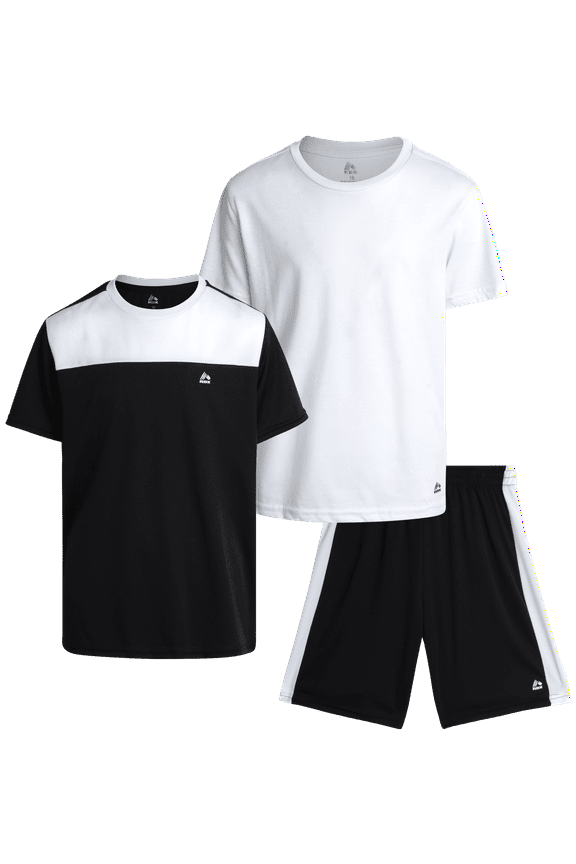 Boys' Active Shorts Set - 3 Piece Performance T-Shirt and Athletic Basketball Shorts - Activewear Outfit (4-12)