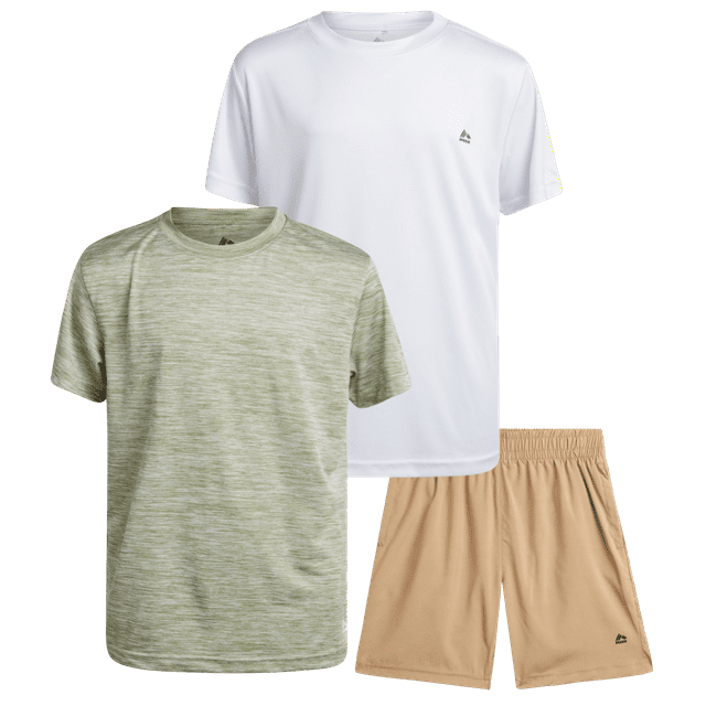 RBX Boys' Active Shorts Set 3 Piece Performance TShirt and Woven Gym