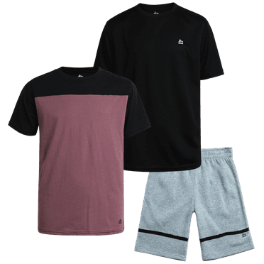 RBX Boys' Active Shorts Set - 3 Piece Set: 2 Performance T-Shirts, 1 Fleece Sweat Shorts (8-12)