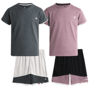 RBX Boys' Active Shorts Set - 4 Piece Performance T-Shirt and Shorts Kids Clothing Set (4-12)
