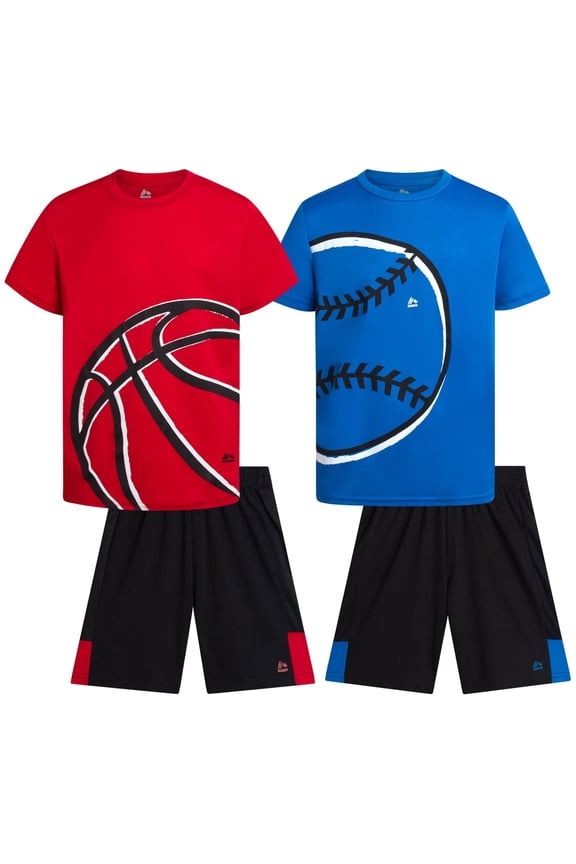 &nbsp;Boys Short Sets&nbsp;Short Sleeve Graphic Tees&nbsp;and&nbsp;Athletic Gym Shorts for Boys&nbsp;4 Piece Set