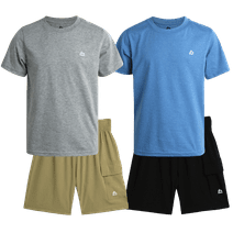 RBX Boys' Active Shorts Set - 4 Piece Short Sleeve T-Shirt and Tech Hybrid Shorts (4-12)