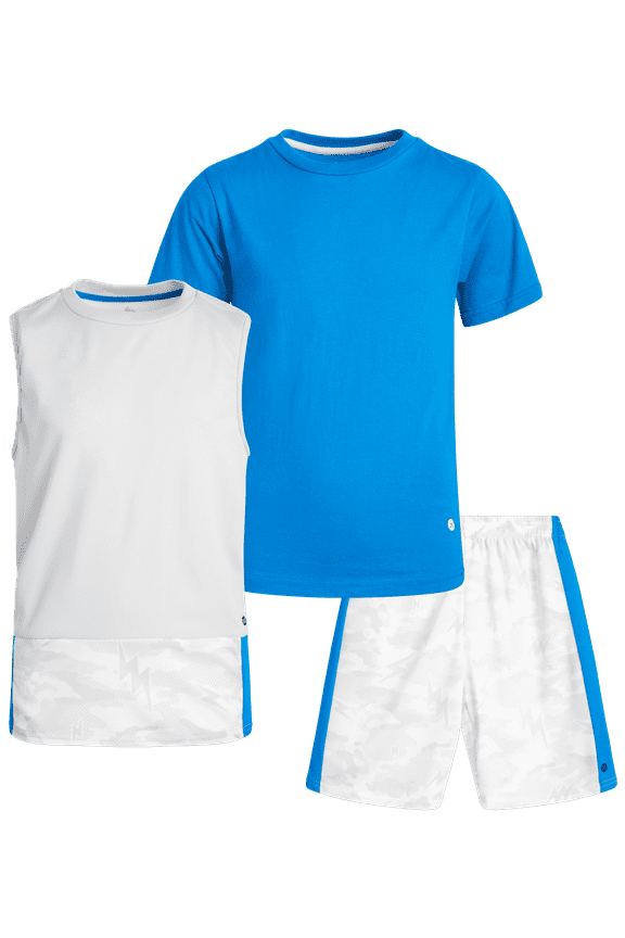 Boys' Active Shorts Set – Performance T-Shirt, Tank Top, and Gym Shorts (4-12)