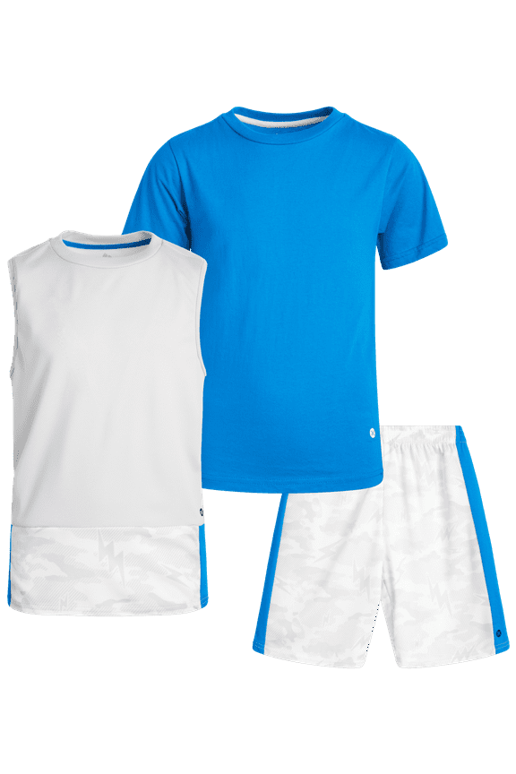 Boys' Active Shorts Set – Performance T-Shirt, Tank Top, and Gym Shorts (4-12)